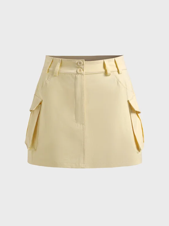 【Final Sale】Cargo Pockets Plain Short Skirt