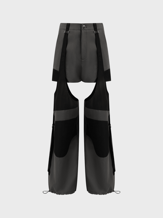 Polyester Cotton Color Block Cut Out Cargo Pants