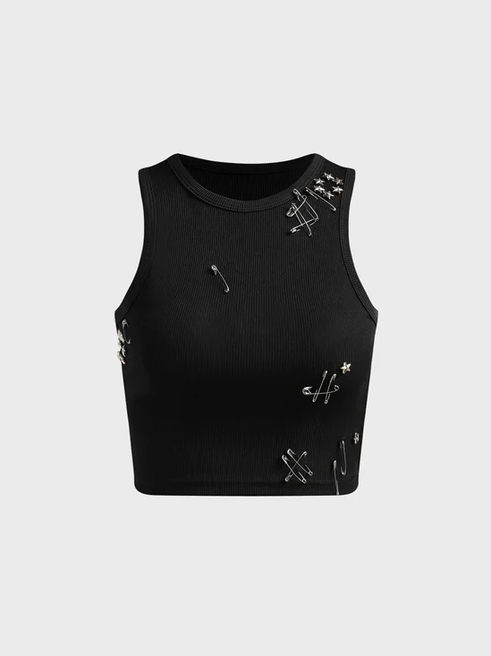 Metal Details Plain Tank Top