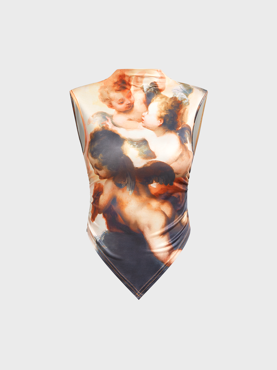 Crew Neck Famous Painting Tank Top
