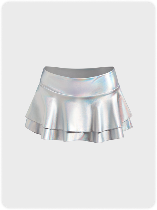 MetallicPlain Short Skirt