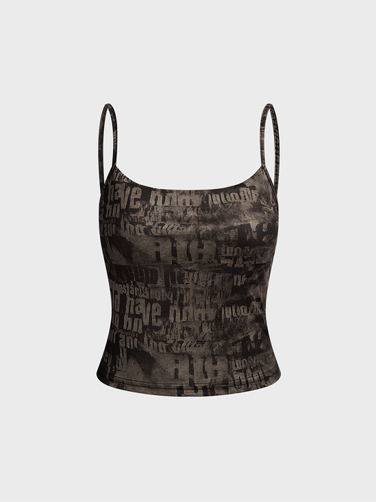 Spaghetti Text Letters Tank Top