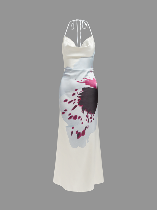 Halter Floral Sleeveless Maxi Dress