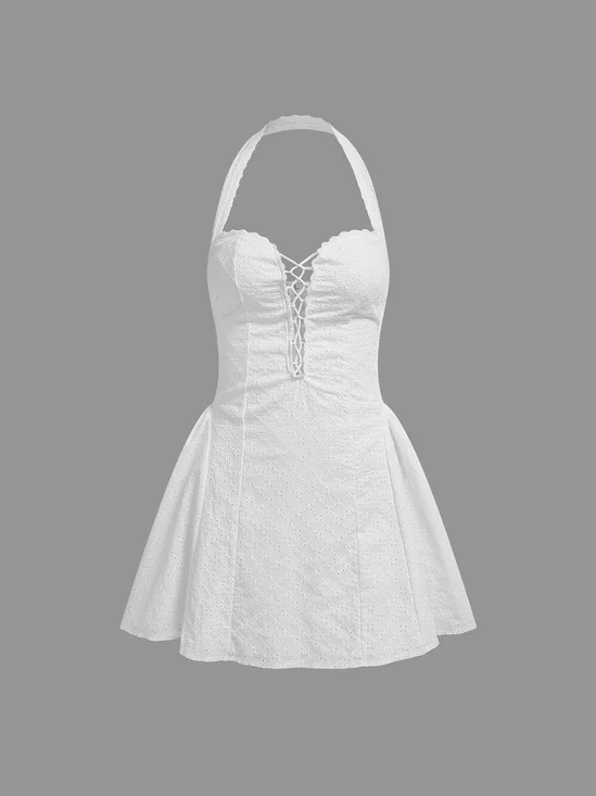 Halter Plain Sleeveless Short Dress