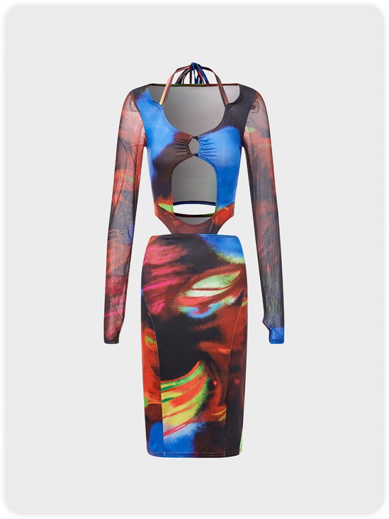 Fashion Multicolor Dress Midi Dress