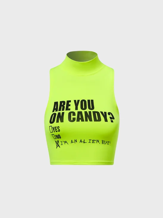 Y2K Casual Fluorescent Green Top Tank Top & Cami