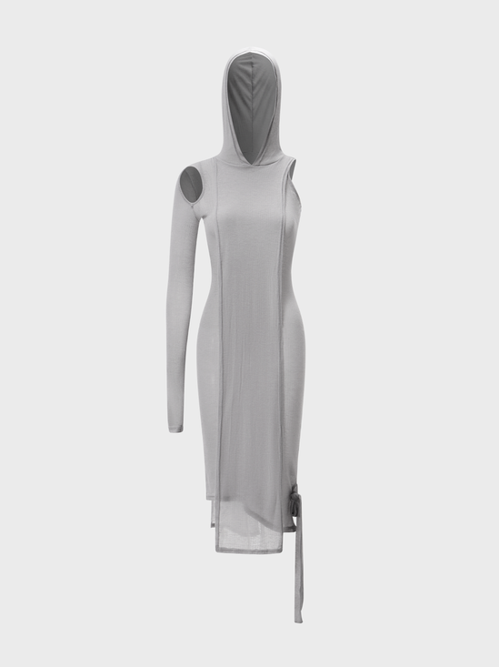 【Final Sale】Edgy Gray Cut Out Dress Midi Dress