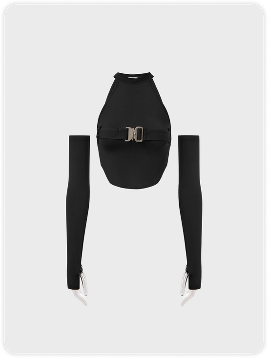Street Black Buckle Cyberpunk Top Women Top