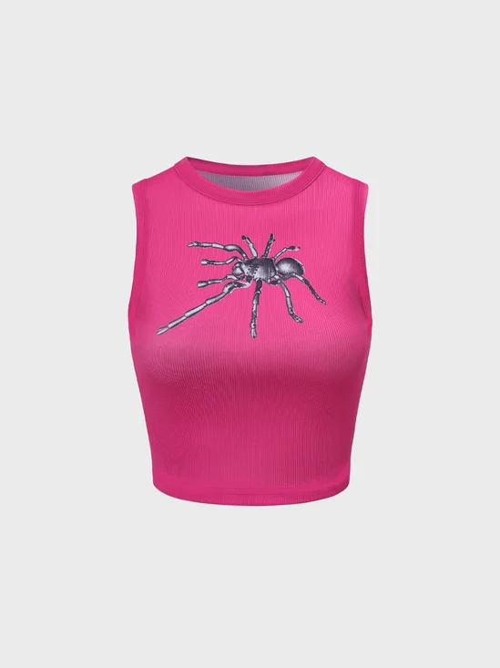 Y2K Pink Spider Sleeveless Top Tank Top & Cami
