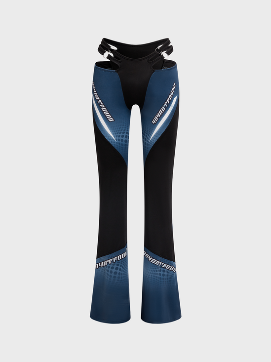 Activewear Street Blue Asymmetrical design Bottom Pants