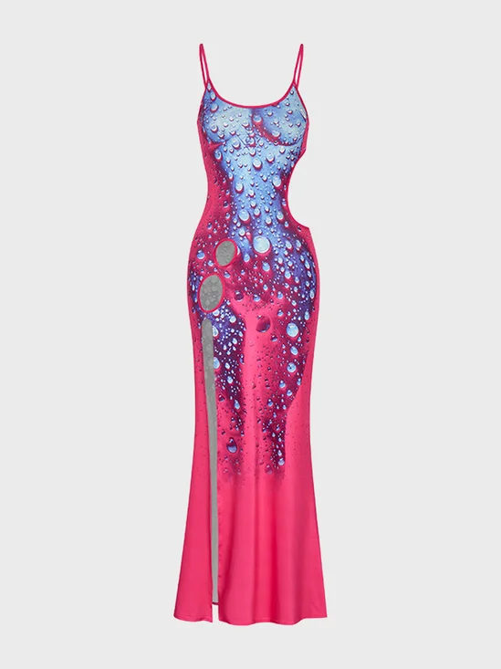 Y2k Purple Lace up Cut out Dress Midi Dress