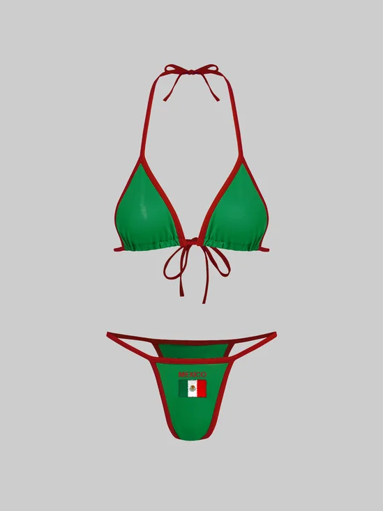 Jersey Mexico Color Block Bikini