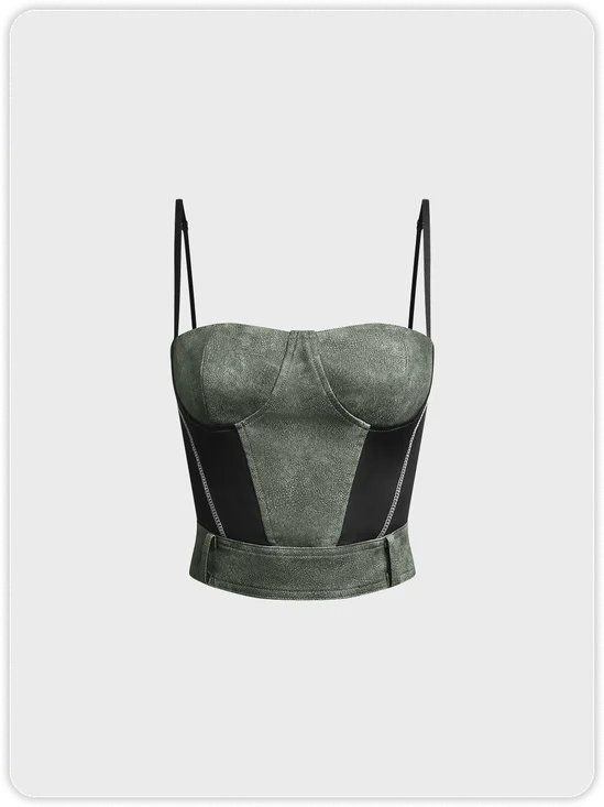 PU Color Block Cami Top