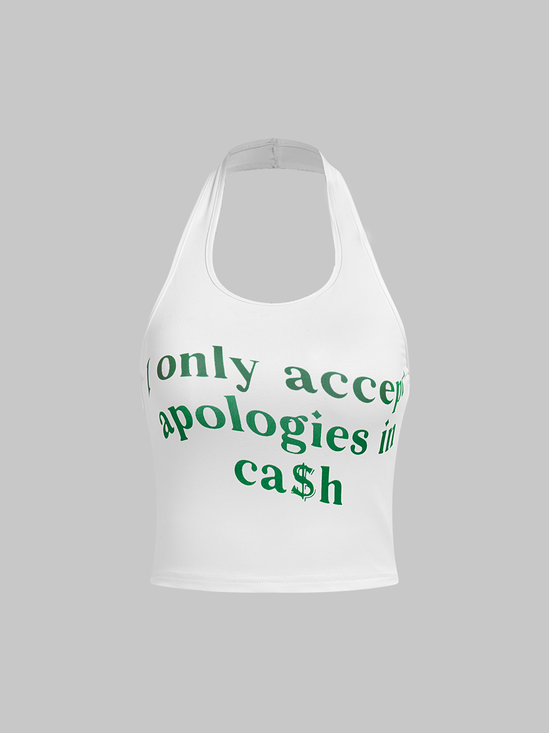 Halter Text Letters Tank Top