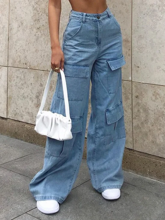 【Final Sale】Cotton Denim Plain Straight Jeans