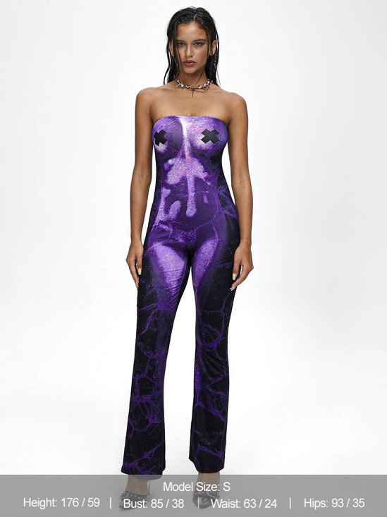 Strapless Body Print Sleeveless Jumpsuit