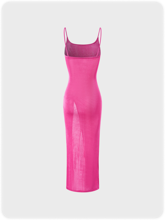 【Final Sale】Y2k Pink Side slit Wrinkle Dress Midi Dress | kollyy