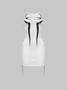 Edgy White Letter Cut Out Dress Mini Dress