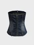 Street Blue Tube top Denim Zip up Top Women Top