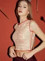 Y2k Apricot Color block Overlock Top Tank Top & Cami