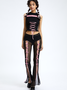 Y2k Black Lace up Patchwork Top Tank Top & Cami