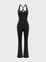 Street Black Backless Jumpsuit