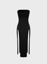 Street Black Skull Hotfix rhinestone Split Top Women Top