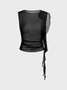 Y2K Black 3D Rose Top Women Top