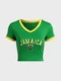 Jamaica Color block Basic Top T-Shirt