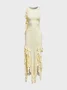 Y2k Apricot Ruffles Party Dress Midi Dress
