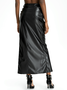 Street Black Lace up Side slit PU Bottom Skirt