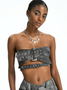 Street Deep Gray Cut out Belt Top Women Top