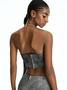 Street Deep Gray Cut out Belt Top Women Top