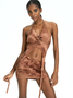 Edgy Brown Cut out Two-Piece Set
