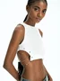 Street White Metal chain Top Tank Top & Cami