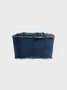 Street Blue Denim Belt Top Women Top