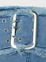 Street Blue Denim Belt Top Women Top