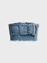 Street Blue Denim Belt Top Women Top