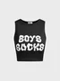 Y2K White Boys Letter Party Top Tank Top & Cami