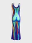 Y2k Multicolor Thermal body print Asymmetrical design Dress Midi Dress