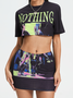 Street Red Vintage print Remade style Two-Piece Set