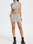 Punk Gray Cut out Two-Piece Set