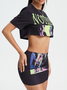 Street Red Vintage print Remade style Two-Piece Set