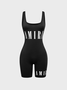 Activewear Street Black Text letters Romper