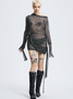 Y2k Gray Mesh Wrinkle Dress Mini Dress