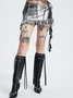 Y2k Silver Ruffles Asymmetrical design Bottom Skirt