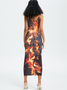 Edgy Black Body print Dress Midi Dress