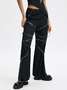 Belt Metal Detail Plain Cargo Pants