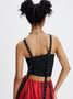 Metal Detail Lace Up Spaghetti Tight Plain Sleeveless Cami