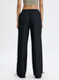 Cut Out Zipper Plain Straight Pants